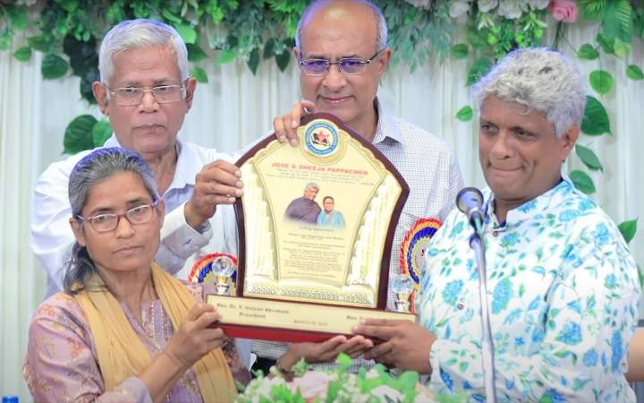 Pastor Jose and Mrs. Sheeja Pappachan receive recognition for their faithfulness under persecution.